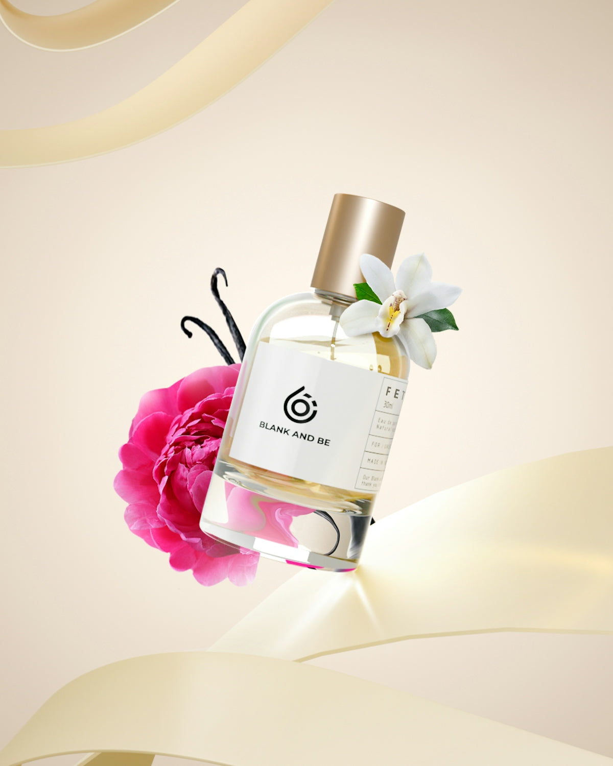a bottle of perfume with a flower on it